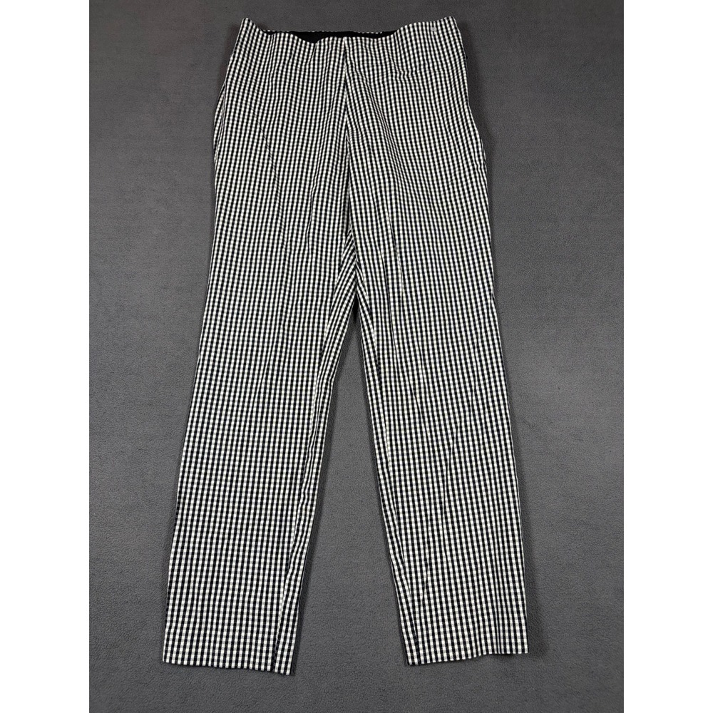 A New Day Pants Womens 4 Black White Gingham Check High Rise Side Zip Ankle
